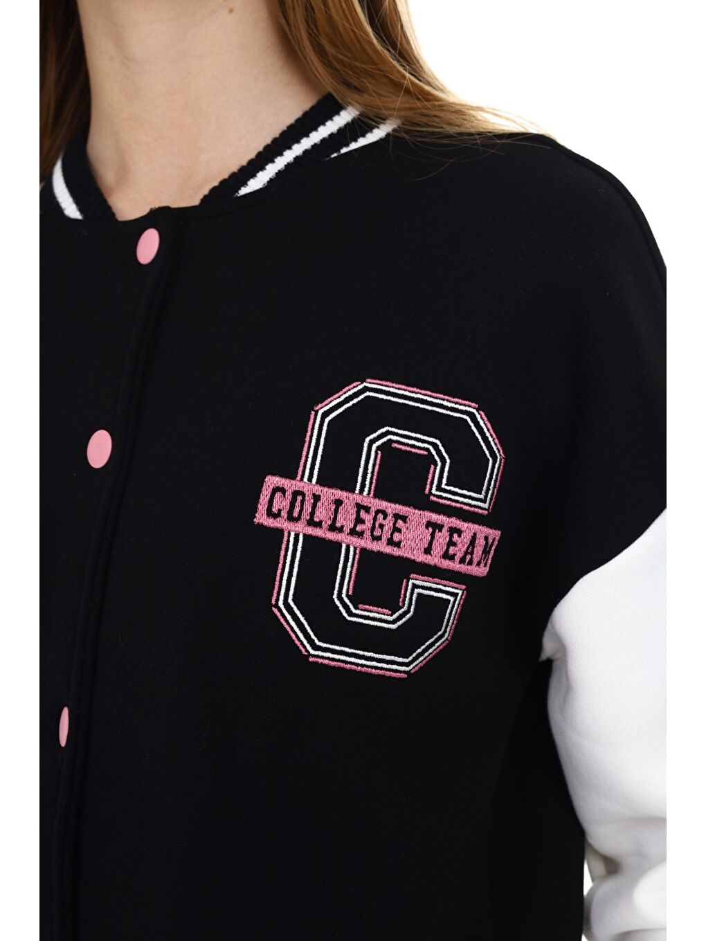 Siyah Kız Çocuk Nakışlı Kolej Hırka-1