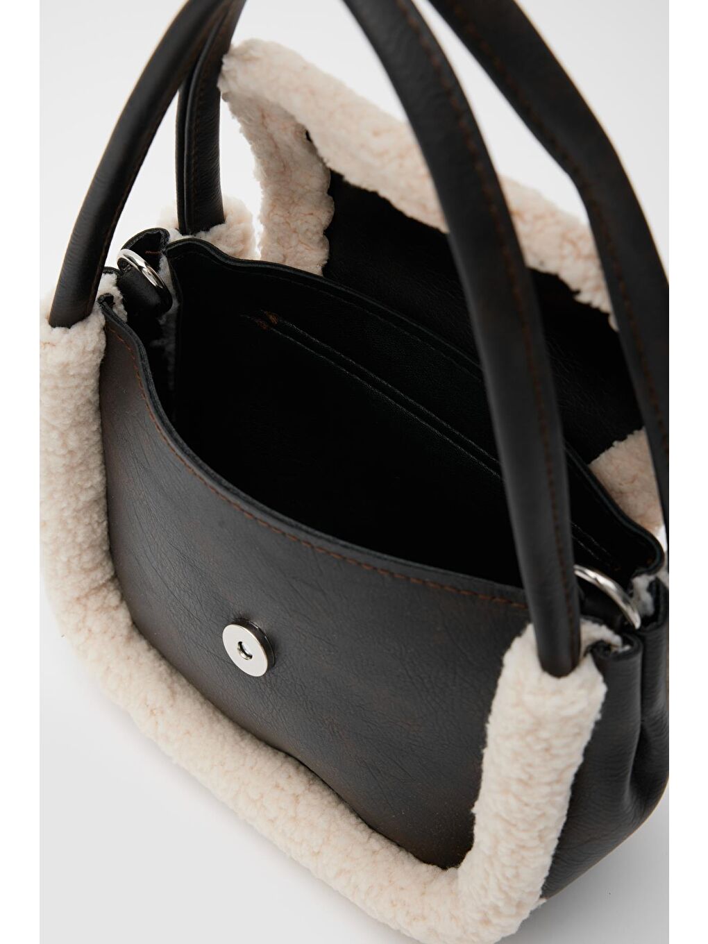 Kahverengi Sam Kürklü El Ve Çapraz Çanta Acı Kahve-3