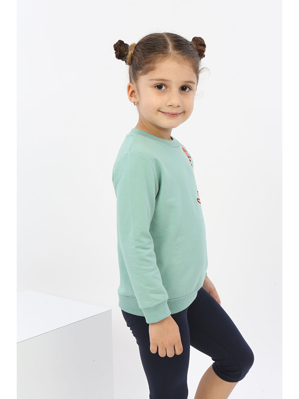 Toontoykids Yeşil Kız Çocuk Butterfly Nakışlı Sweatshirt - 1