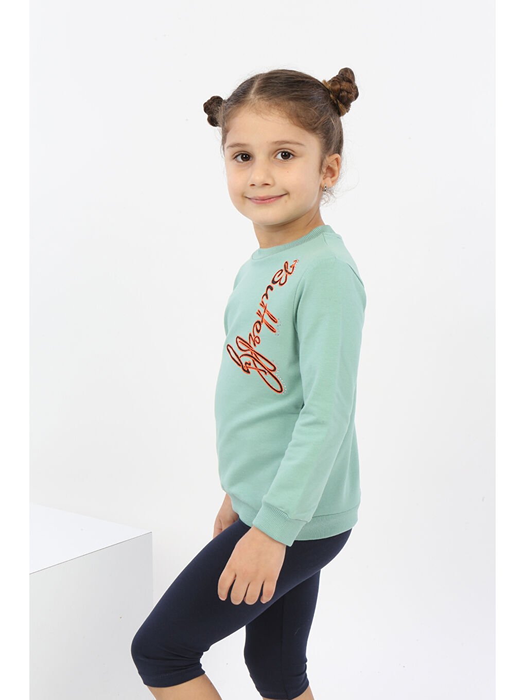 Toontoykids Yeşil Kız Çocuk Butterfly Nakışlı Sweatshirt - 2