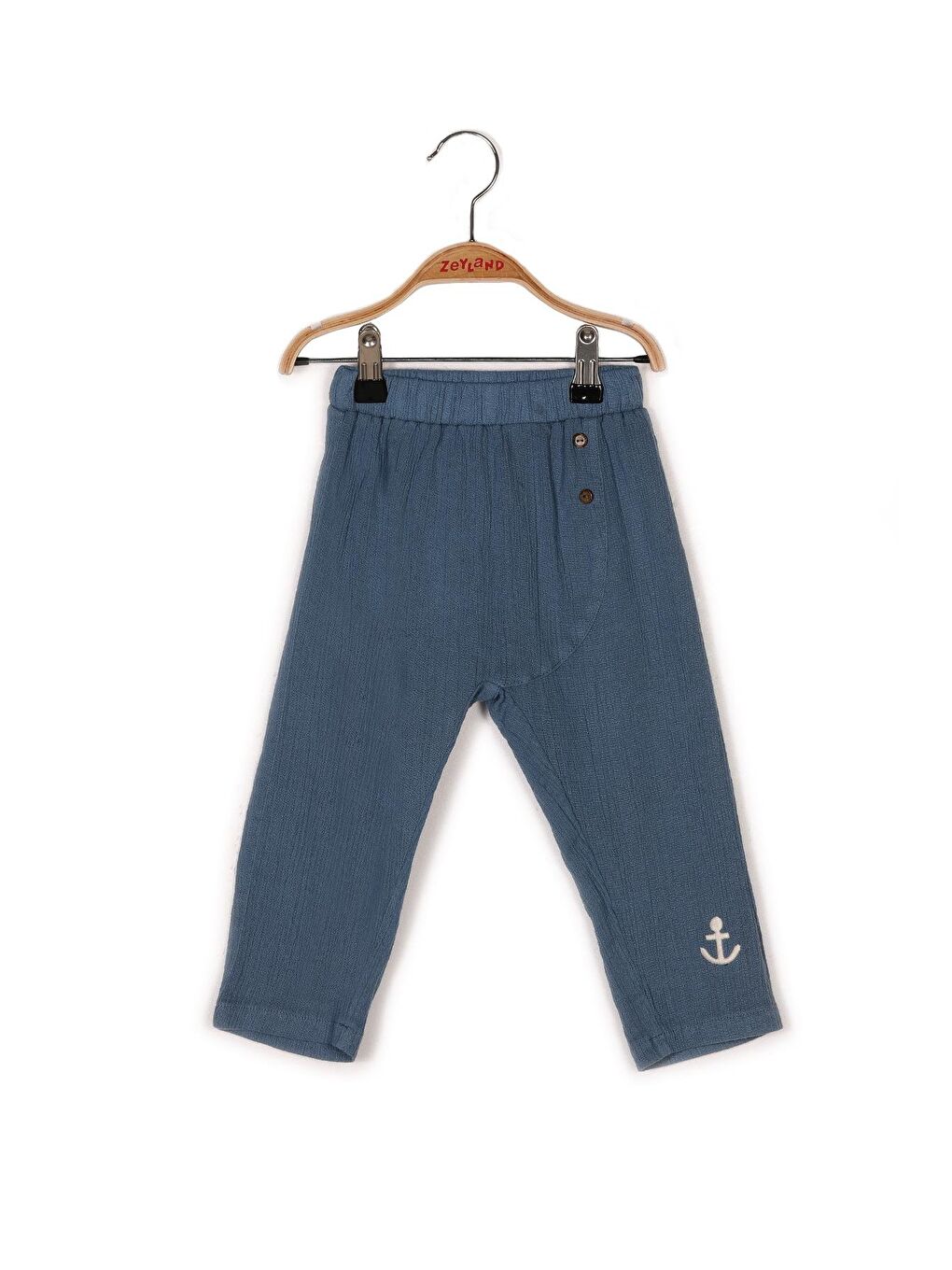 Mavi Erkek Bebek Çapa Nakış Detaylı Şile Bezi Pantolon