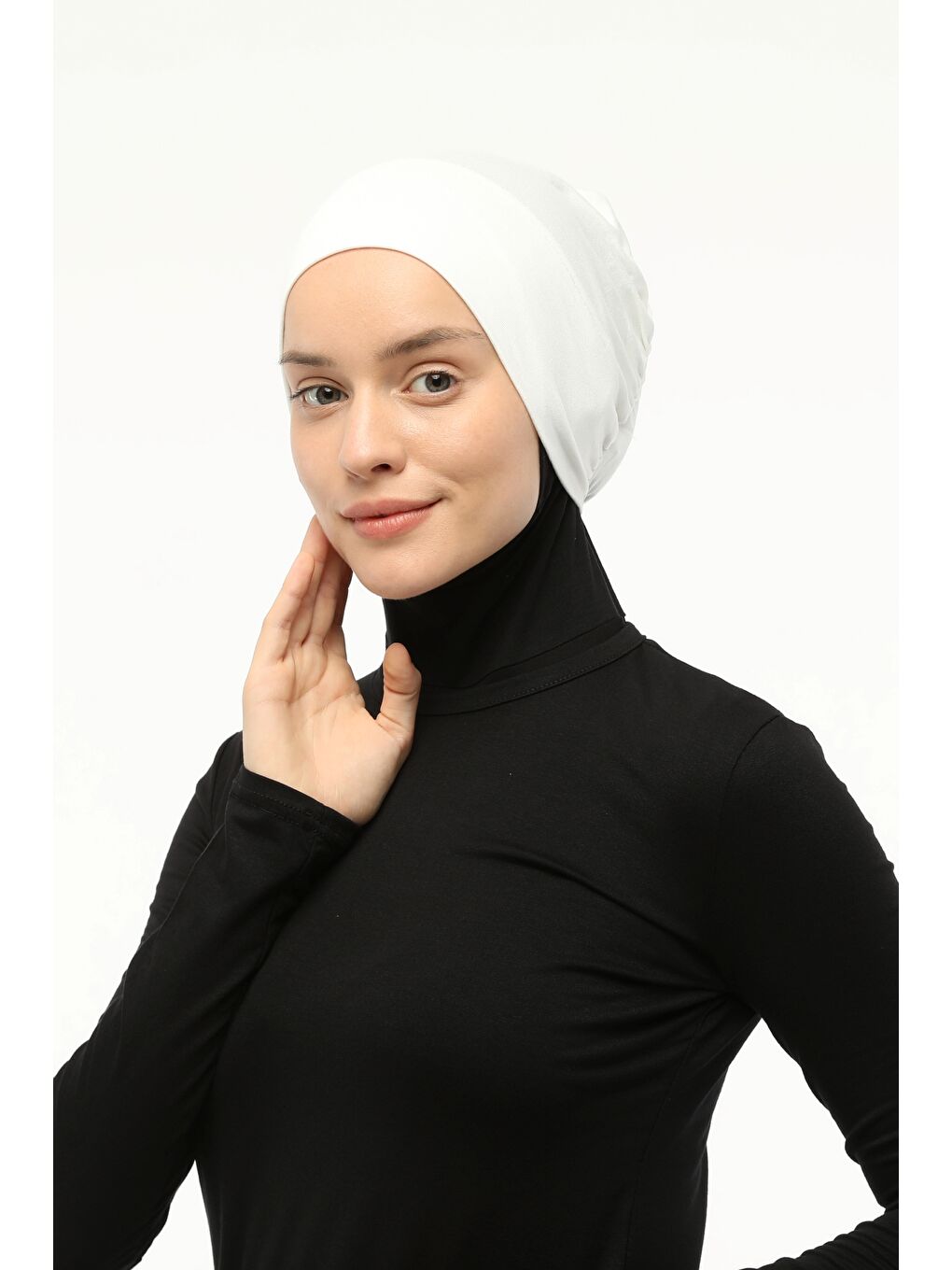 Altobeh Ekru Hazır Pratik Geçmeli Lastikli Tesettür Bone - 2