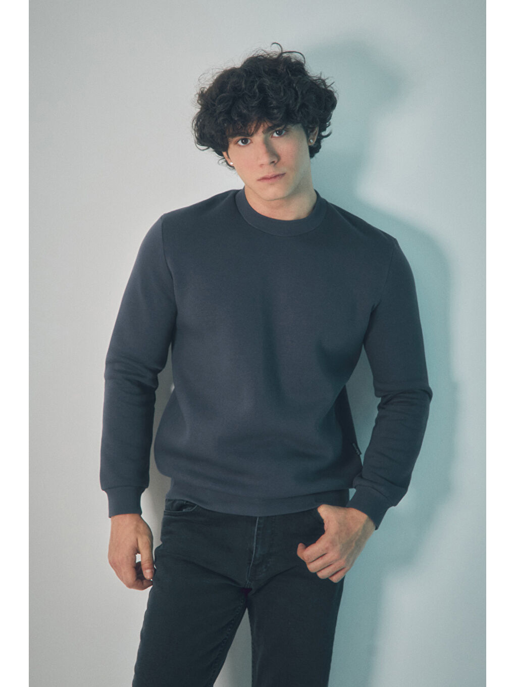 Fullamoda Füme Basic Bisiklet Yaka Sweatshirt