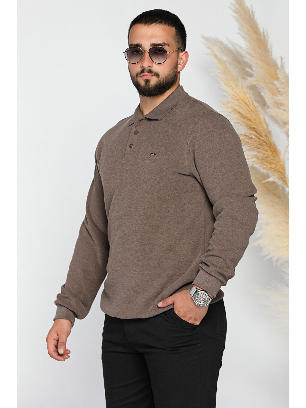 Mishar İtalia Kahverengi Erkek Polo Yaka Selanik Sweatshirt - 1