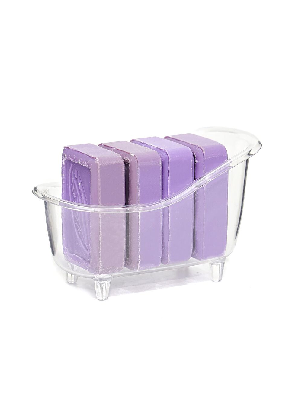 Dekoratif Küvetli 4 adet  Mor Sabun Banyo Seti-1