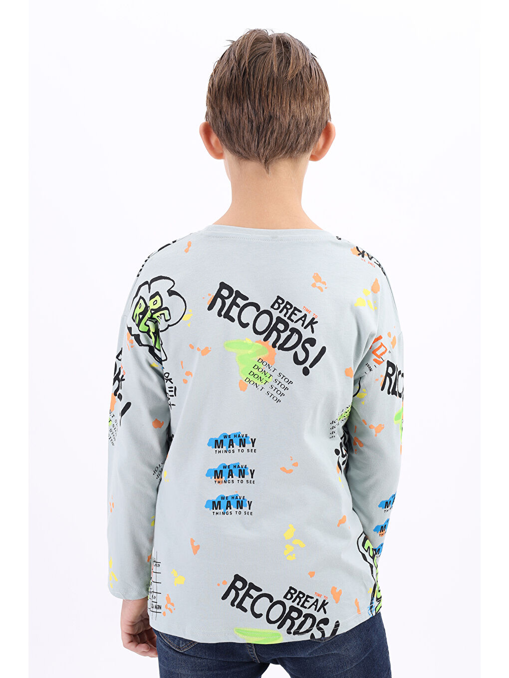 Gri Erkek Çocuk Baskılı Tişört-2