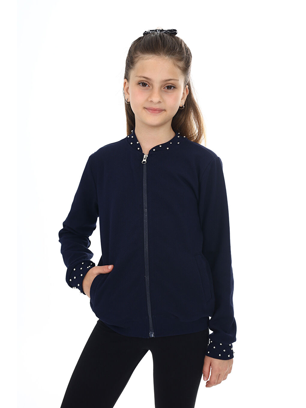 Lacivert Kız Çocuk Okul Hırka-1