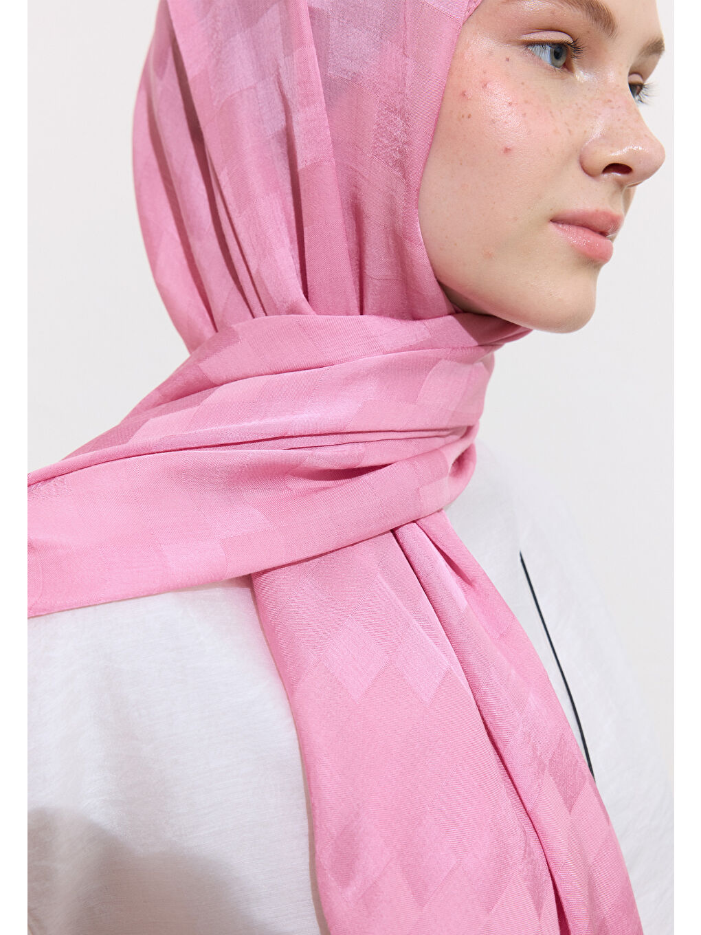 Nori İpeksi Jakar Şal Pembe-3