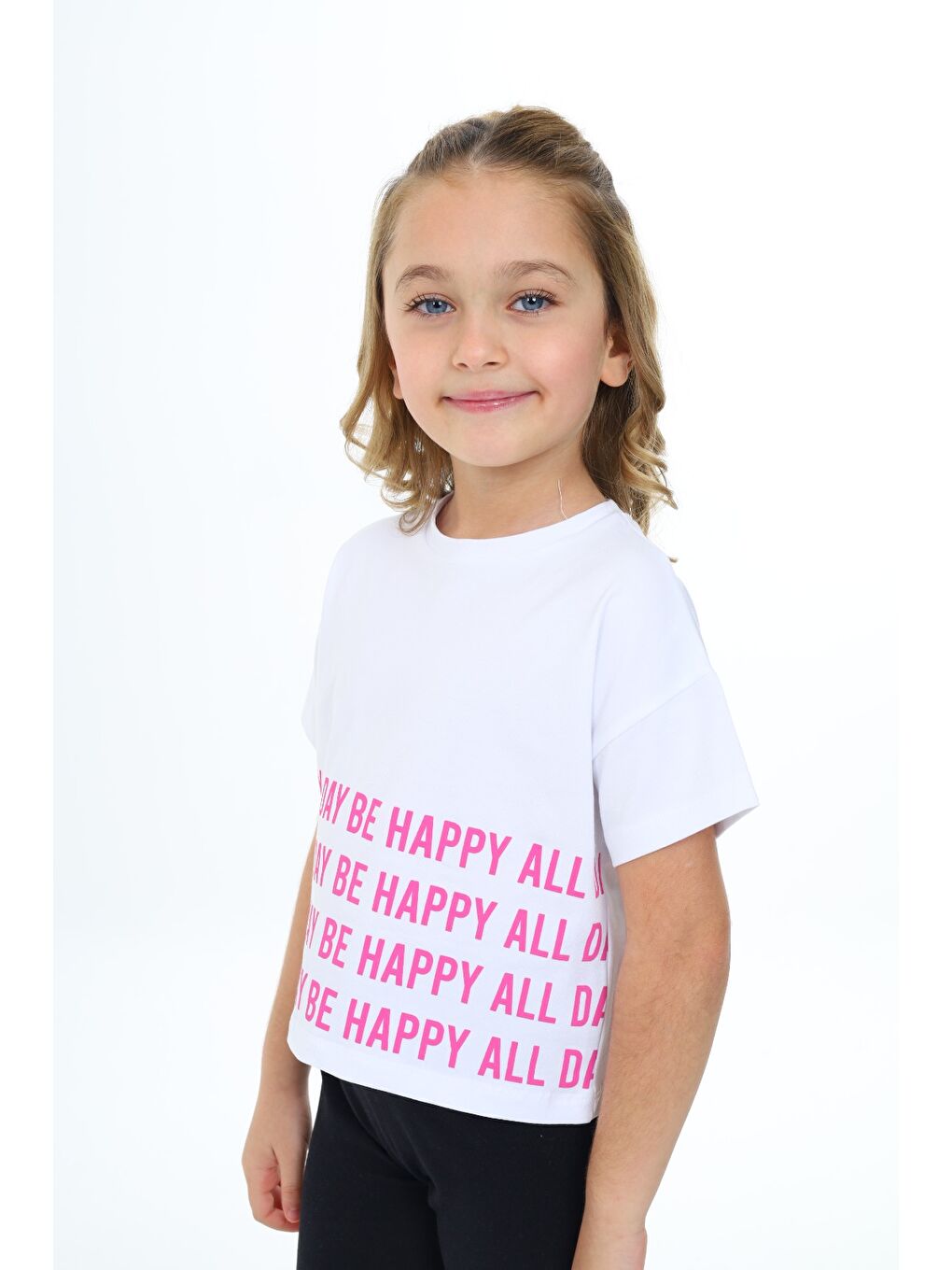 Beyaz Kız Çocuk Baskılı Tişört-2