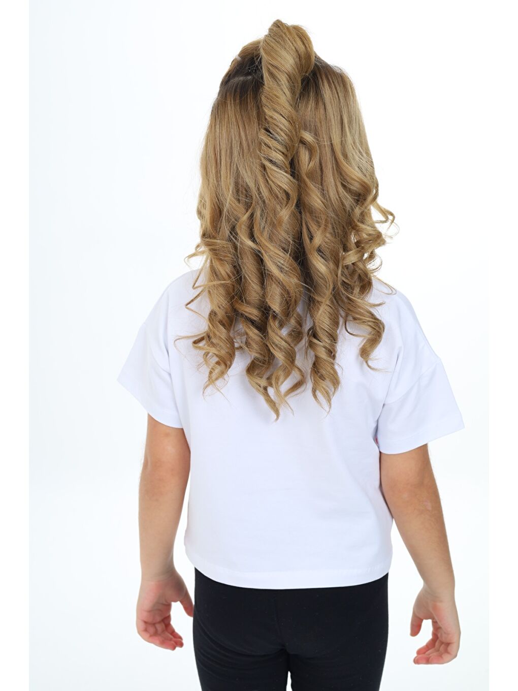 Beyaz Kız Çocuk Baskılı Tişört-3