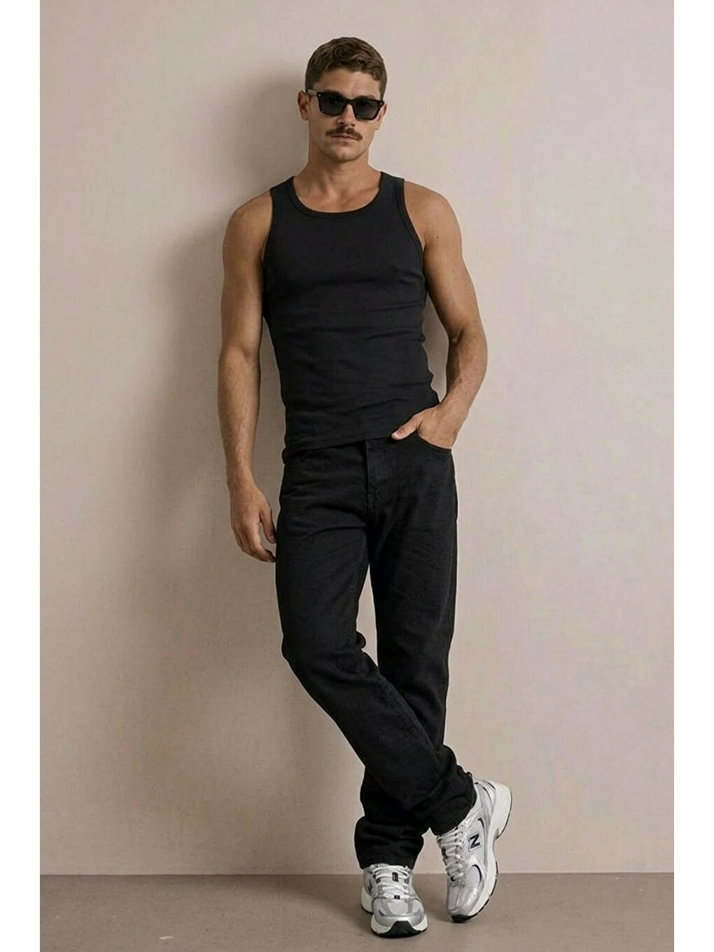 Erkek Yüksek Bel Comfort Siyah Jean Pantolon-3