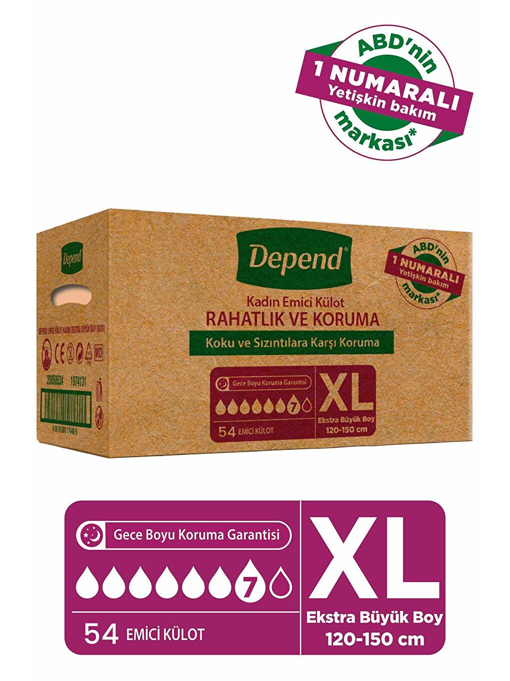 Depend Renksiz Emici Külot Kadın Extra Büyük 9 lu x 6 Adet