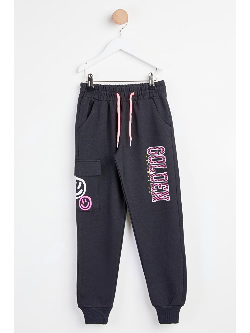 Erkek Çocuk Siyah Paça Manşetli Baskılı Eşofman Altı - 24802