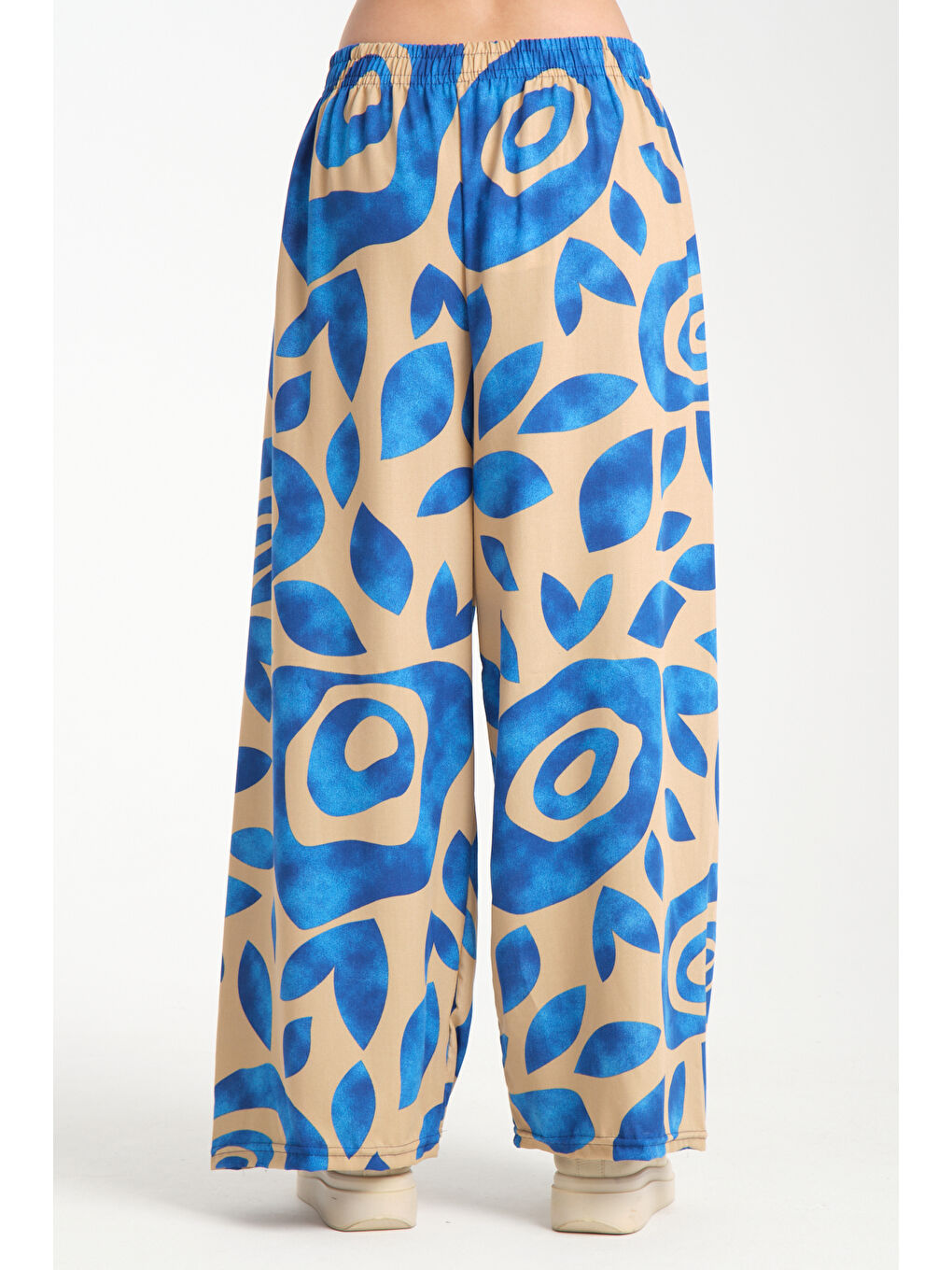 Mavi Kadın Desenli Dökümlü Viskon Pantolon 1076-3