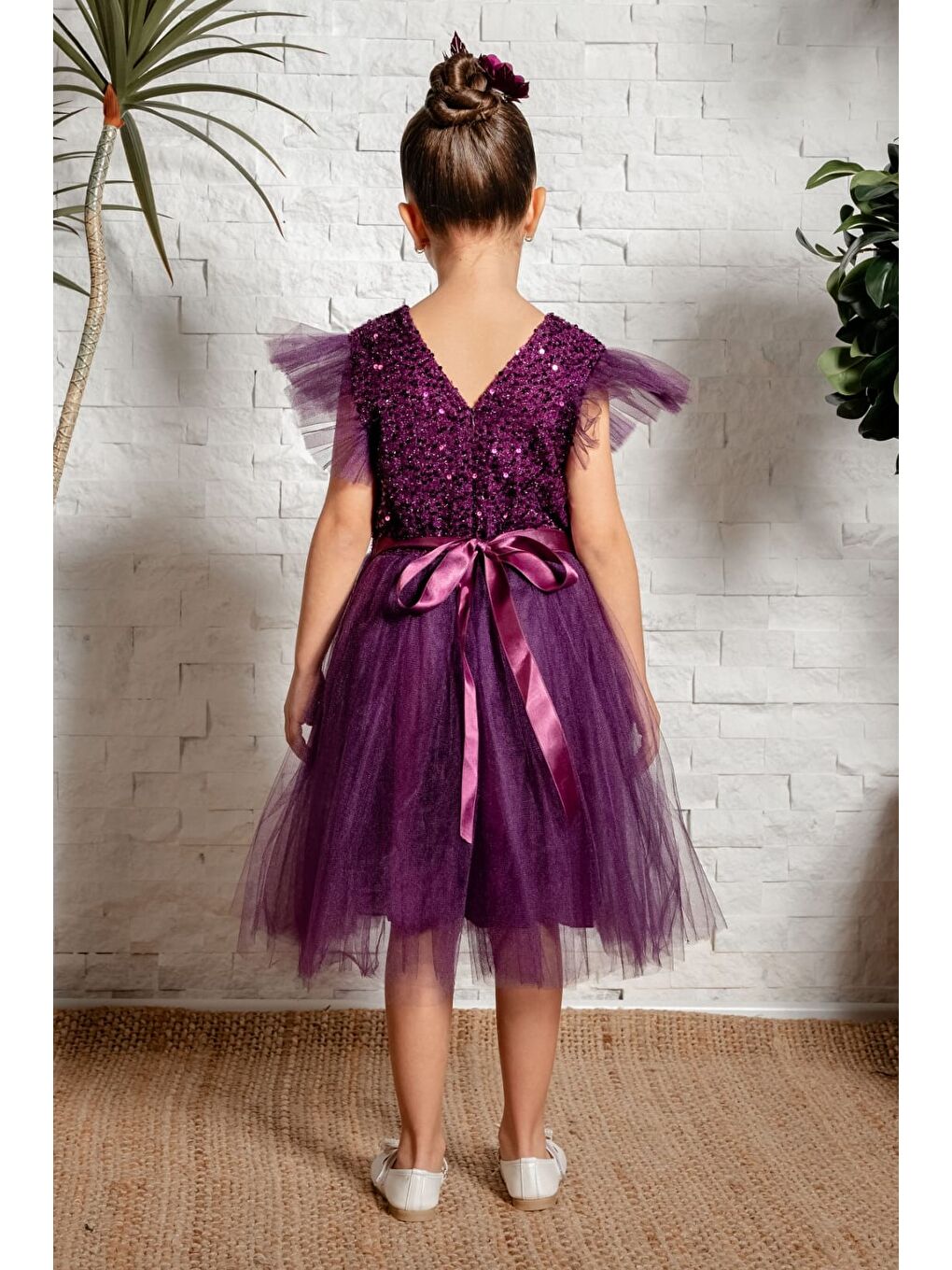 Mürdüm Tüllü Kız Çocuk KPL Elbise MNK0526-9