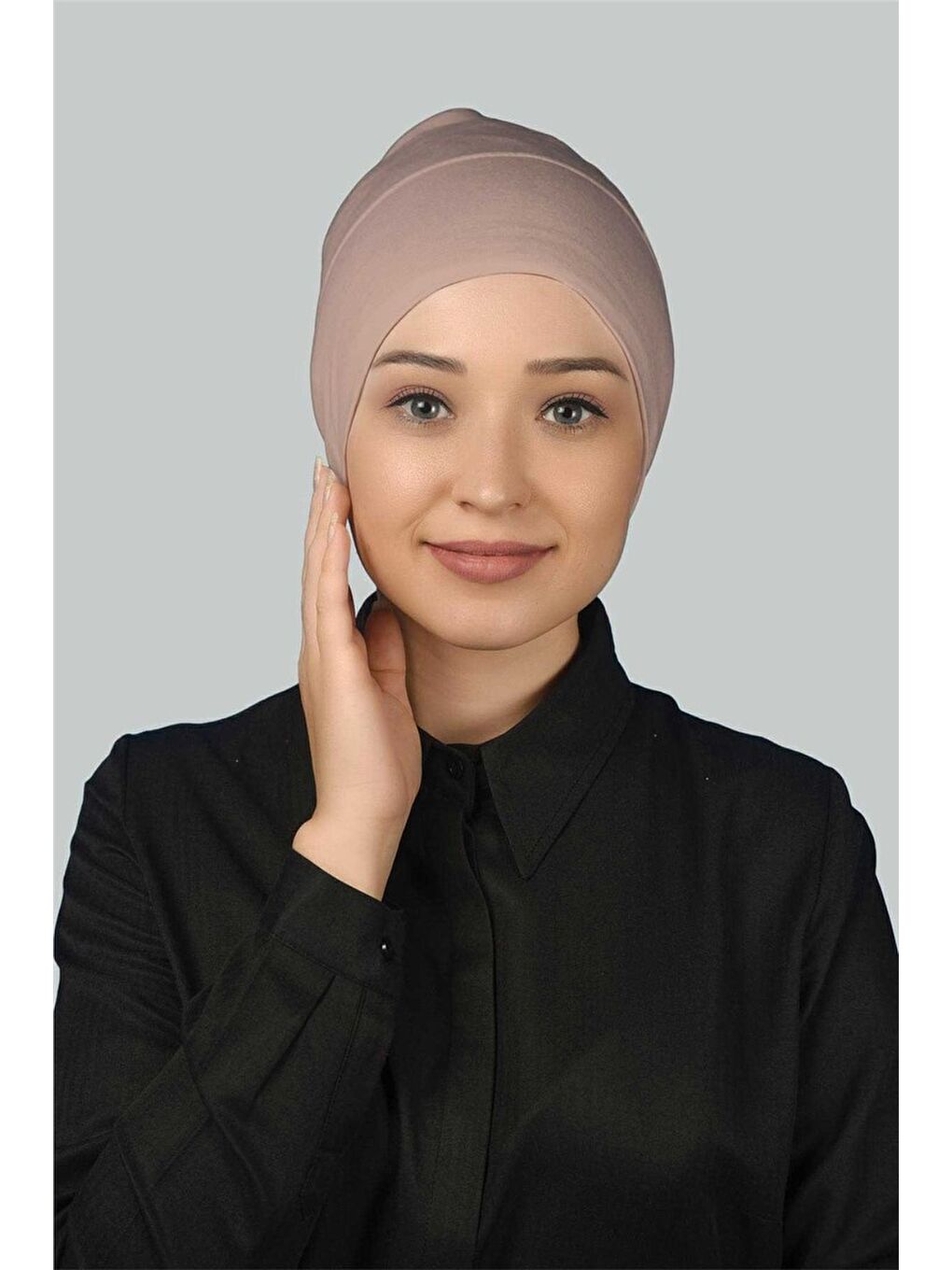Altobeh Pembe Hazır Pratik Geçmeli Uzun Boru Tesettür Bonesi - 1
