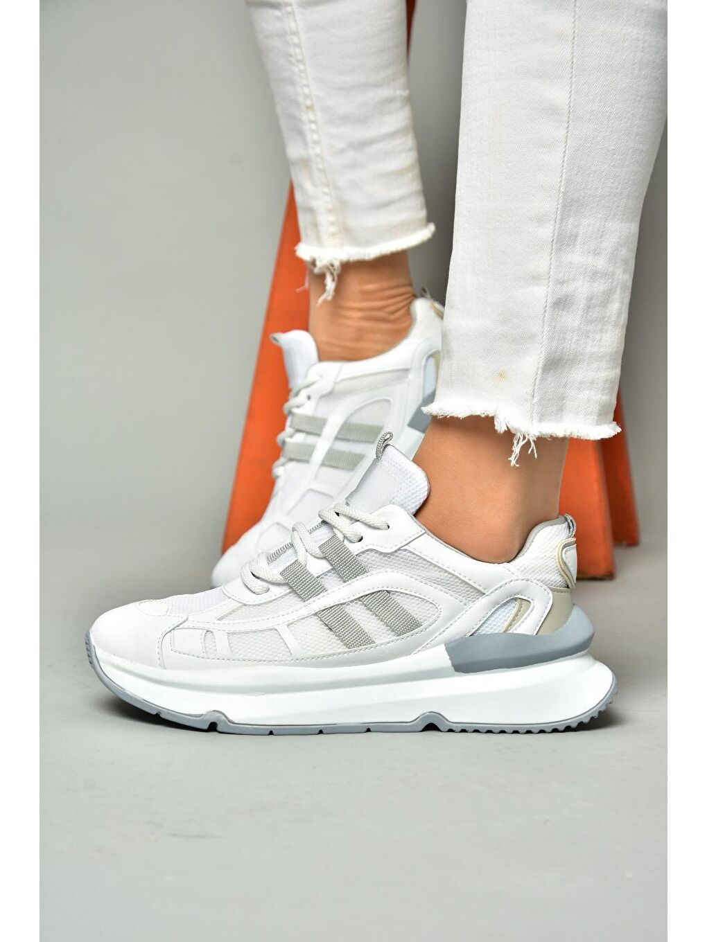 S9730176 Beyaz/Gri Kadın Sneakers-1