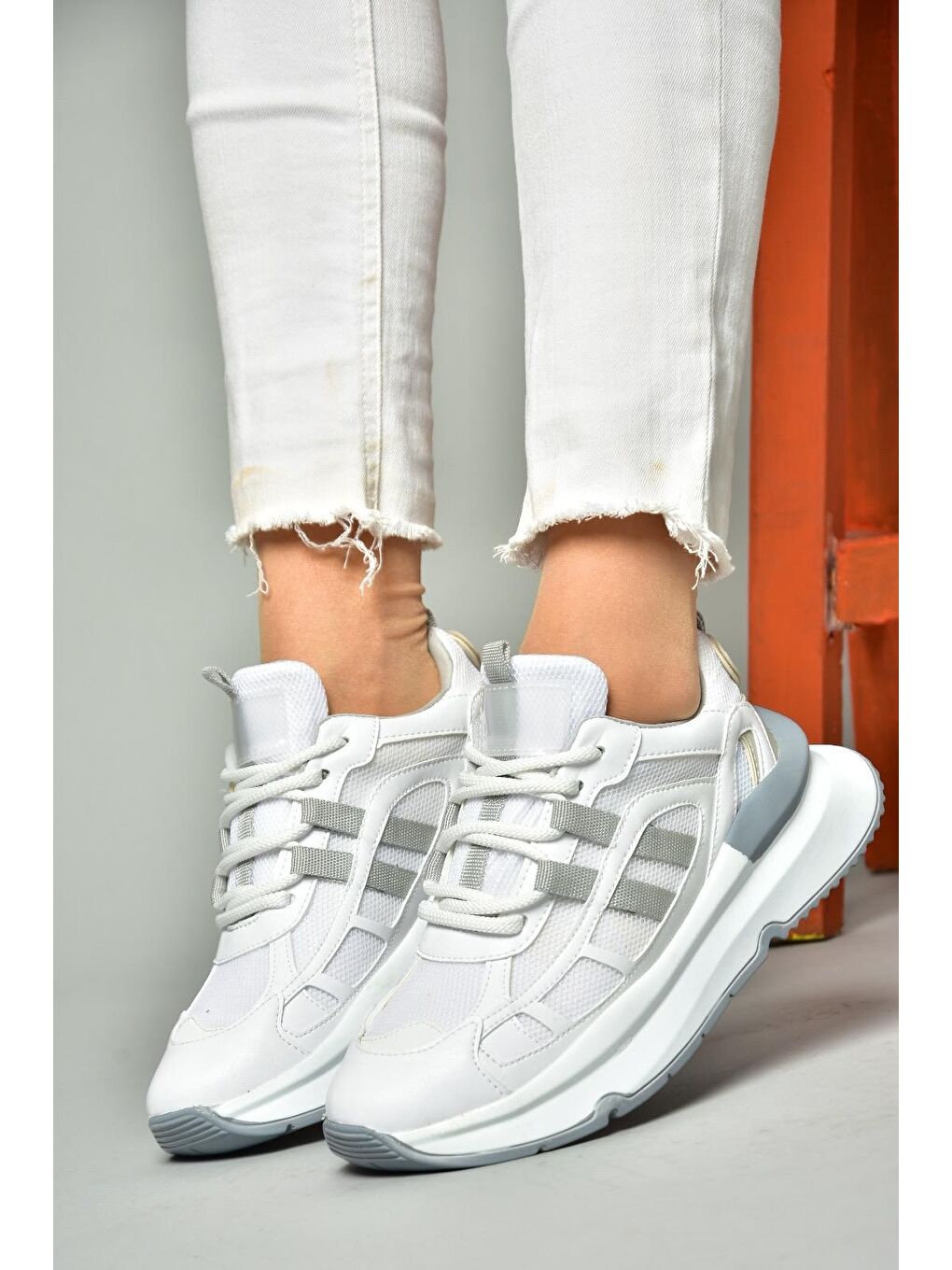 S9730176 Beyaz/Gri Kadın Sneakers-3