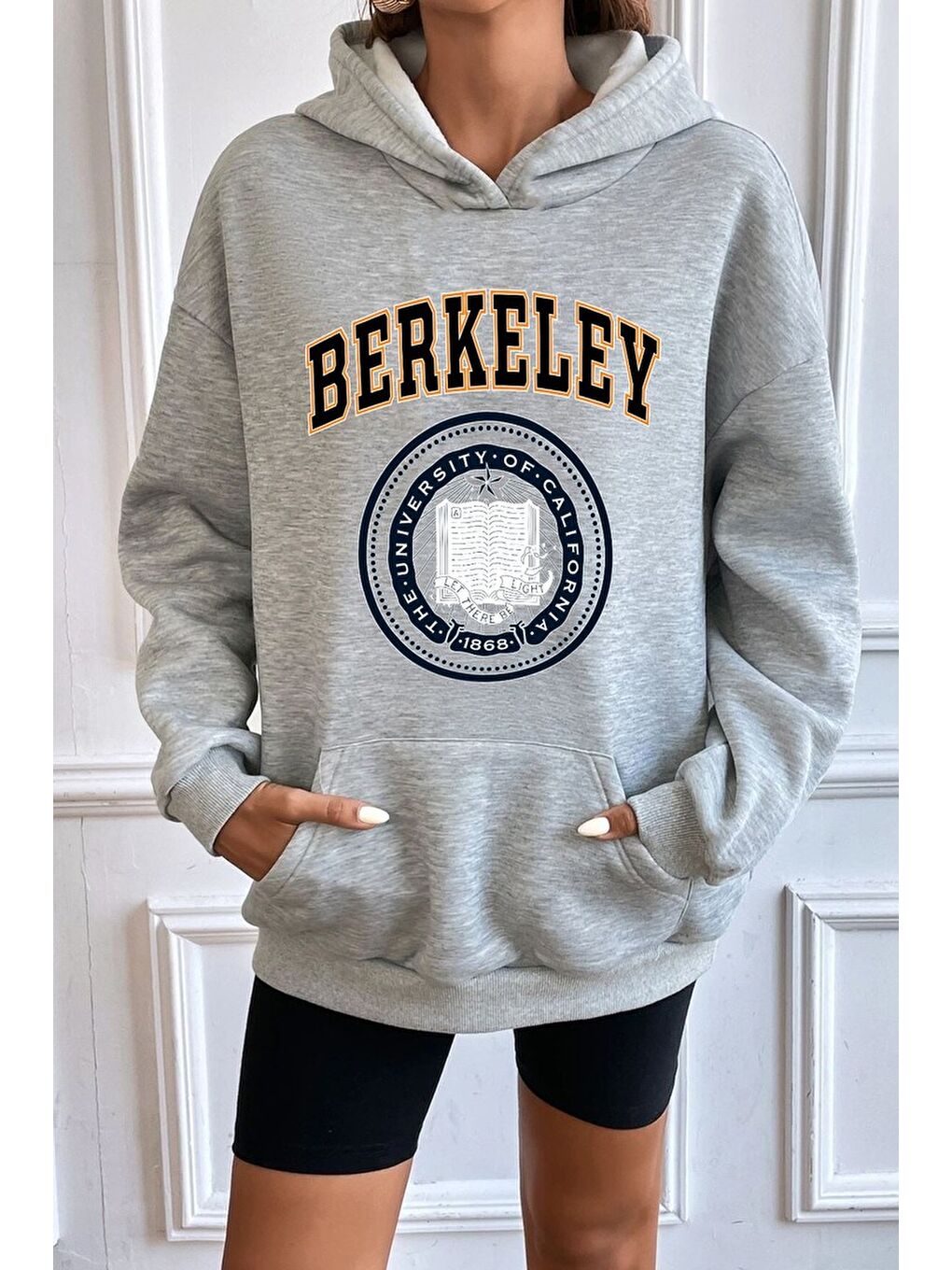 uyguntarz Gri Unisex Berkeley Baskılı Sweatshirt