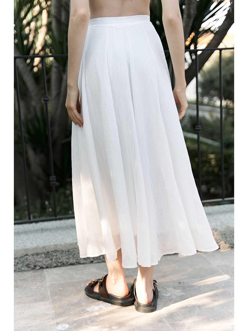 Seonag Volanlı Ekru Uzun Etek-2