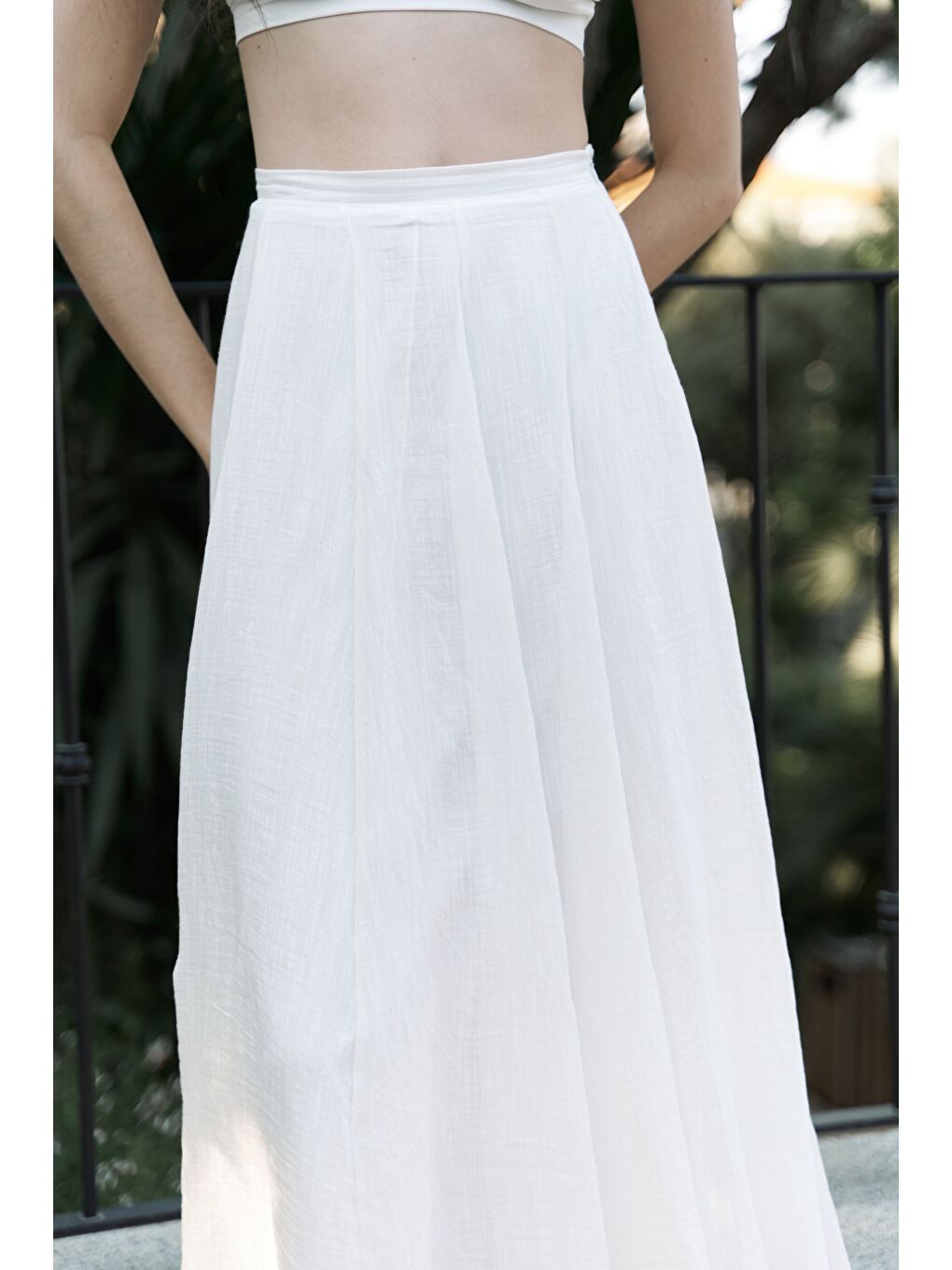 Seonag Volanlı Ekru Uzun Etek-3