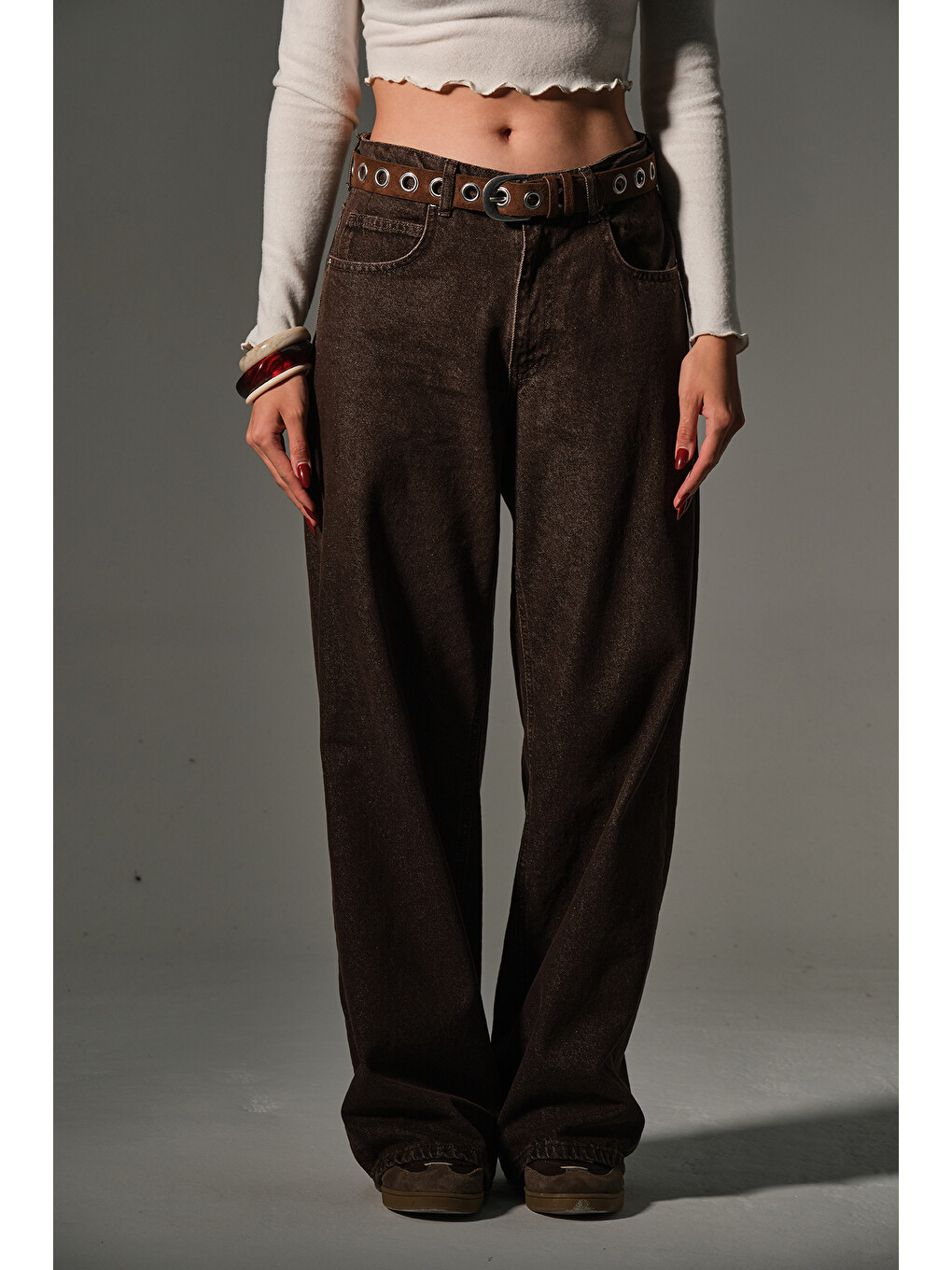 Kahverengi Normal  Bol  Salaş Geniş paça Wide leg super Baggy Kadın Pantolon @Havana-5