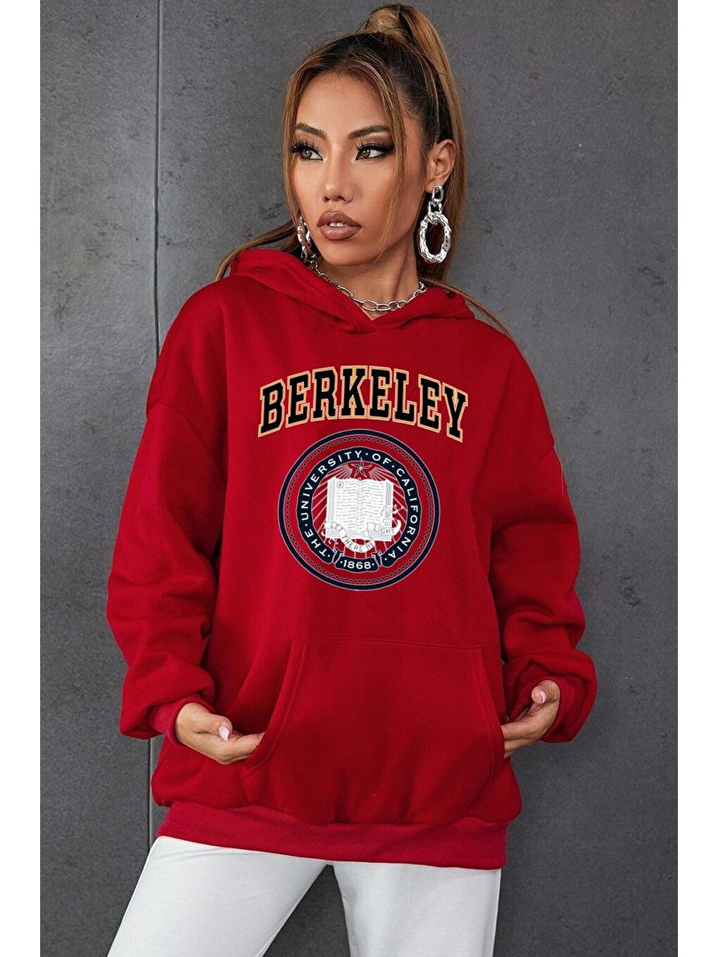 uyguntarz Kırmızı Unisex Berkeley Baskılı Sweatshirt - 1