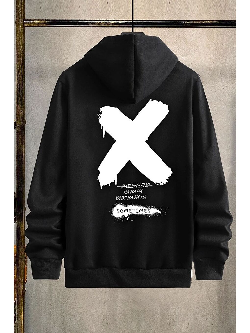 uyguntarz Siyah Unisex Sometimes X Baskılı Sweatshirt