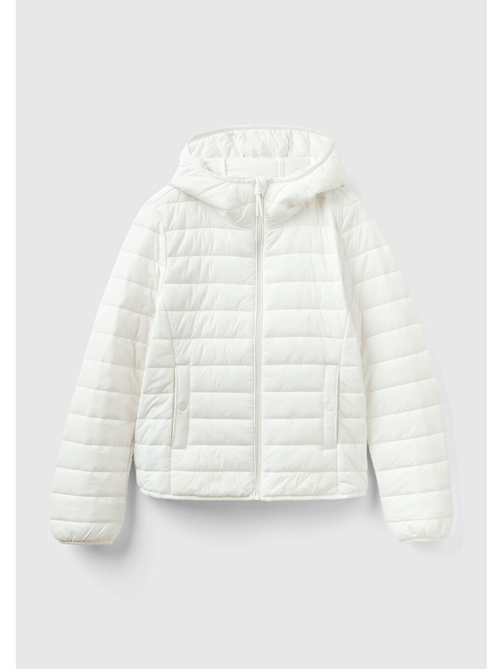 Ekru Kadın Krem Recycled Polyester Dolgulu  Pufa Mont-1