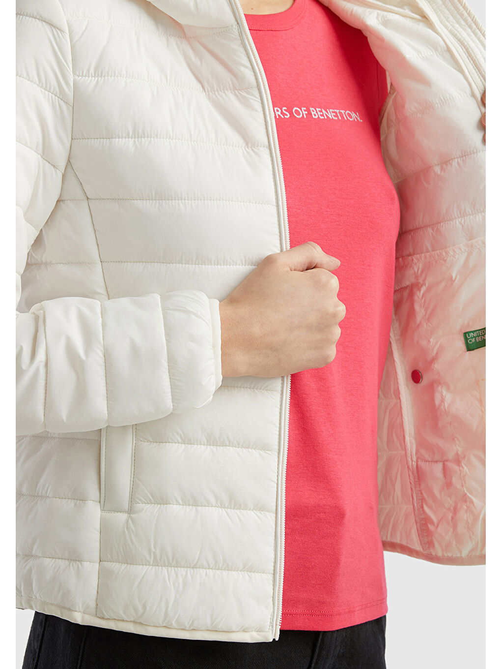 Ekru Kadın Krem Recycled Polyester Dolgulu  Pufa Mont-5