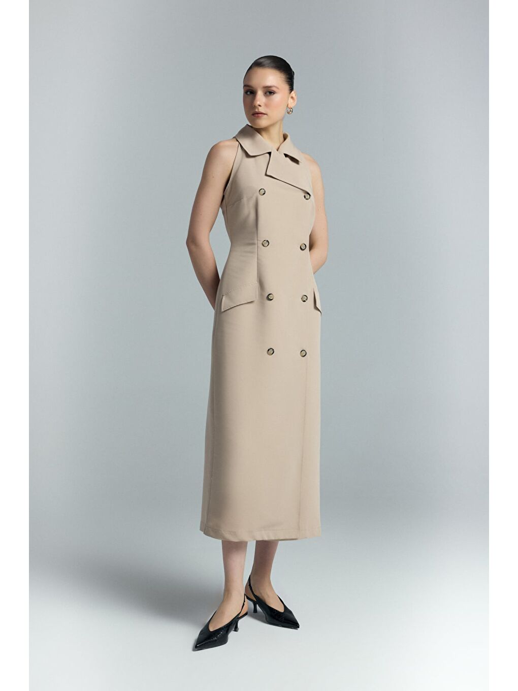 Kahverengi Jessi Elbise - Camel-2