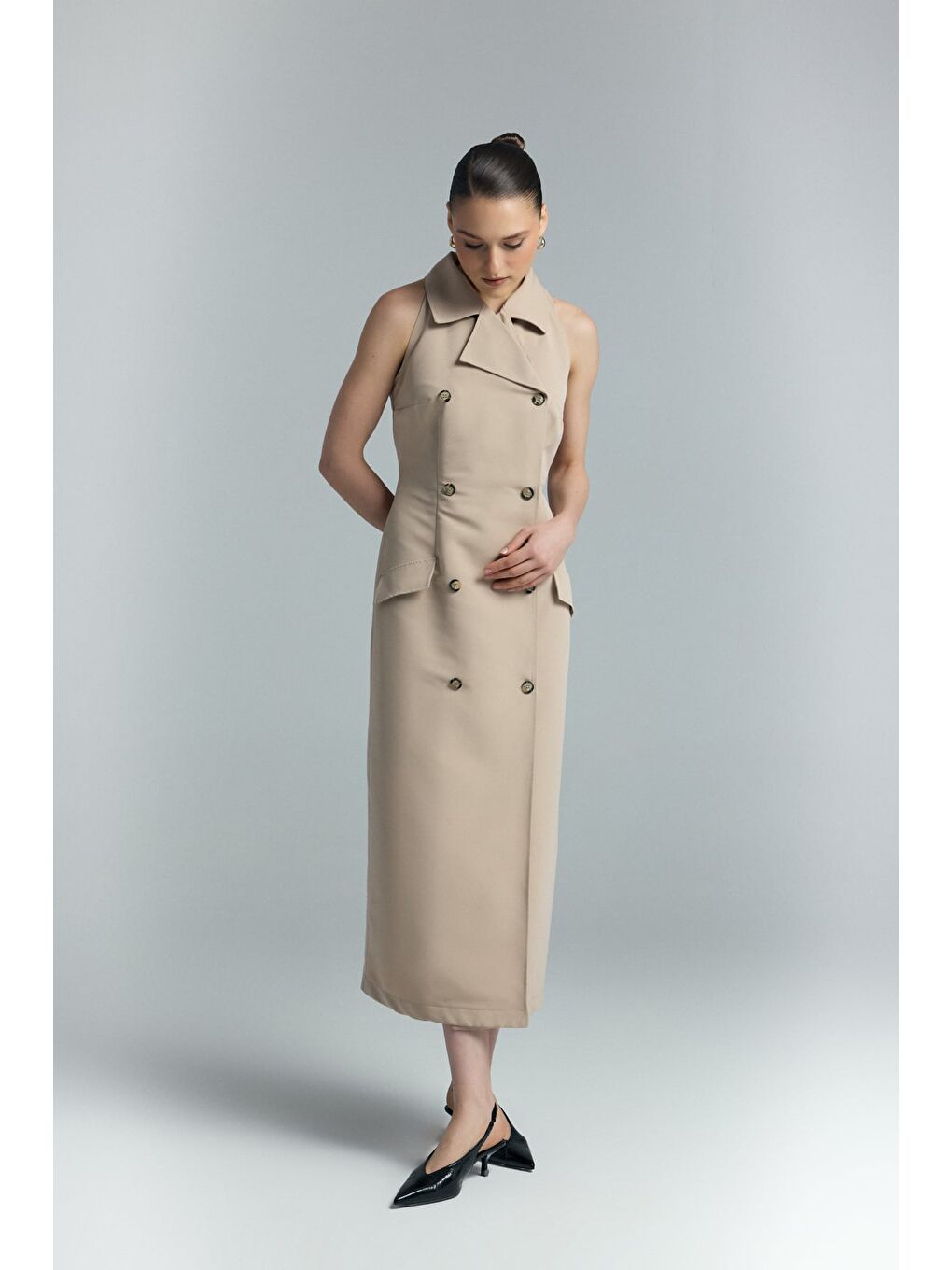 Kahverengi Jessi Elbise - Camel-3