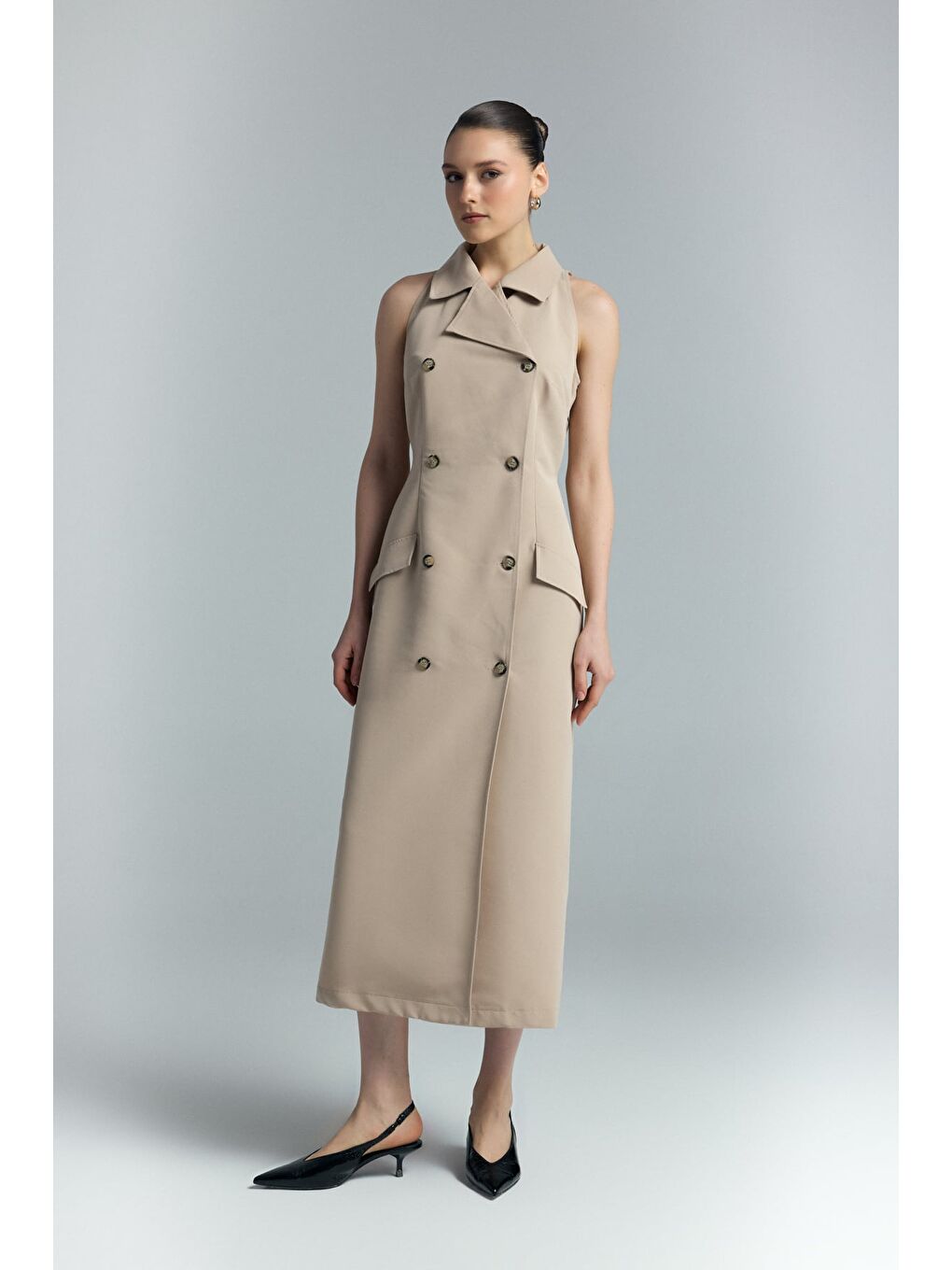 Kahverengi Jessi Elbise - Camel-4