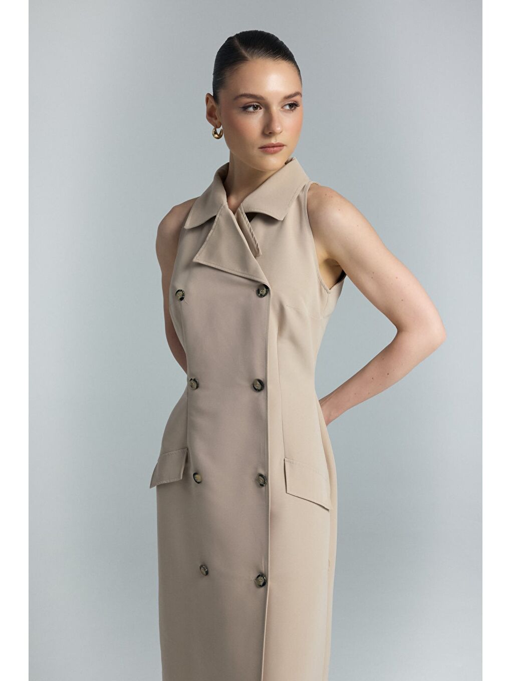 Kahverengi Jessi Elbise - Camel-5