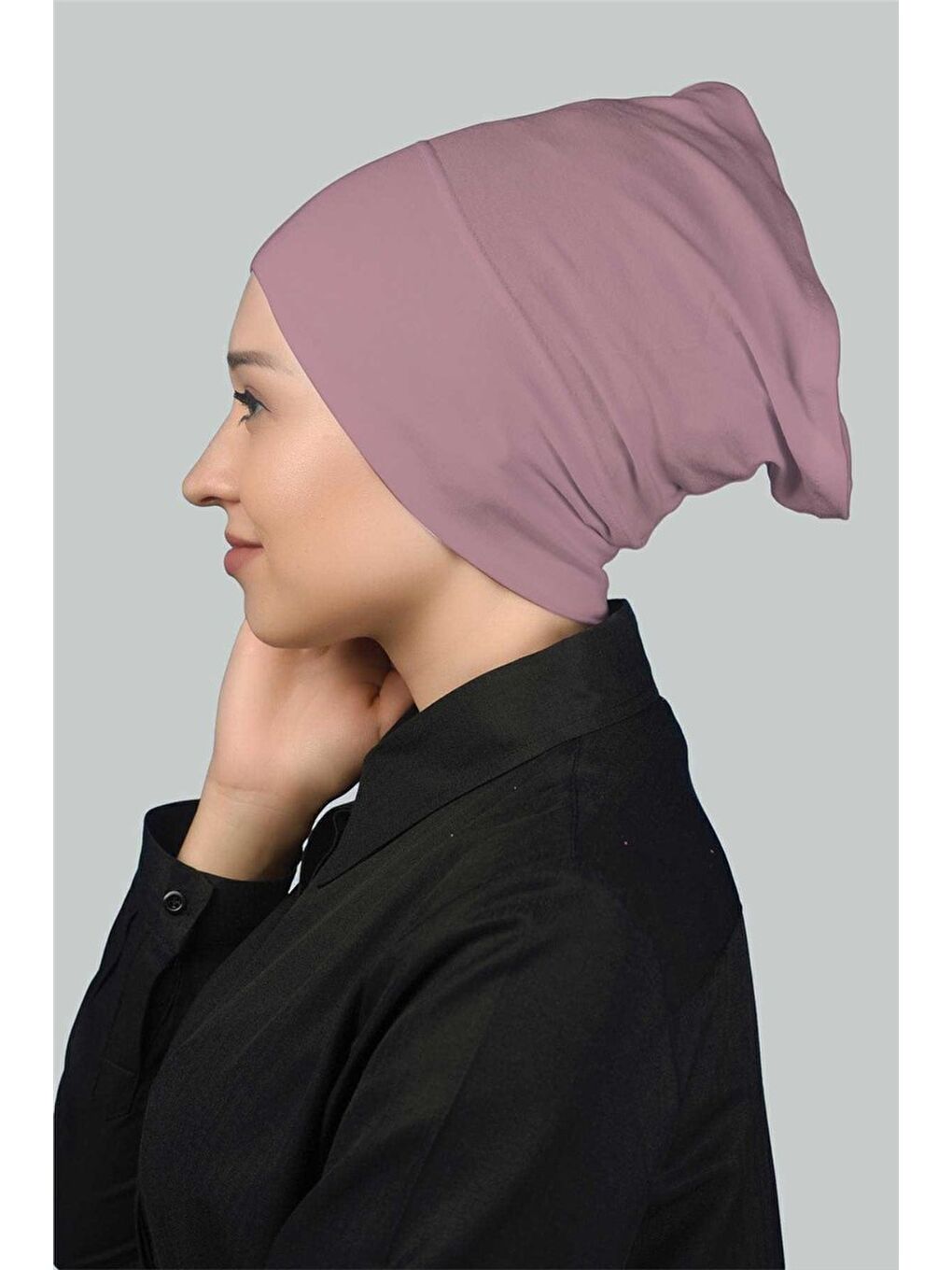Altobeh Pembe Hazır Pratik Geçmeli Uzun Boru Tesettür Bonesi - 2