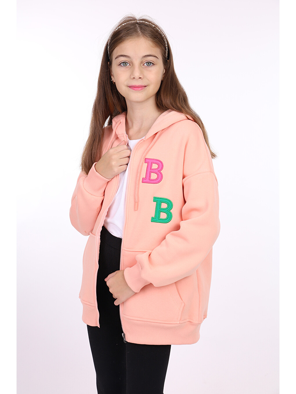 Pembe Kız Çocuk Nakışlı Hırka