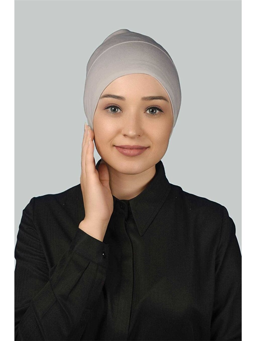 Altobeh Bej Hazır Pratik Geçmeli Uzun Boru Tesettür Bonesi - 1