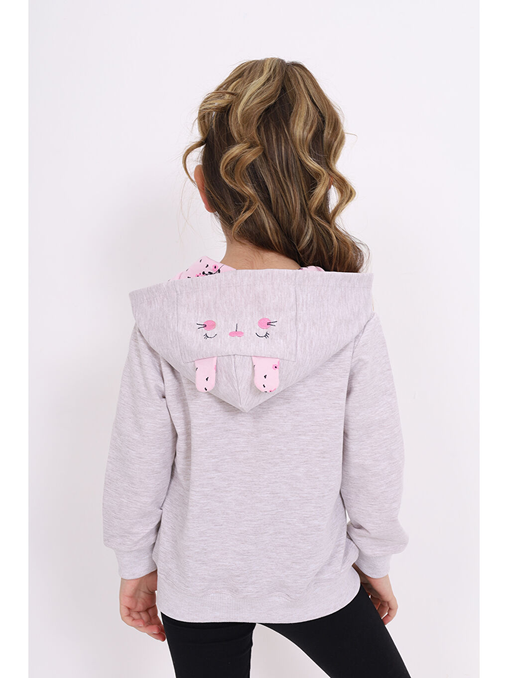 Bej Kız Çocuk Nakışlı Hırka-4