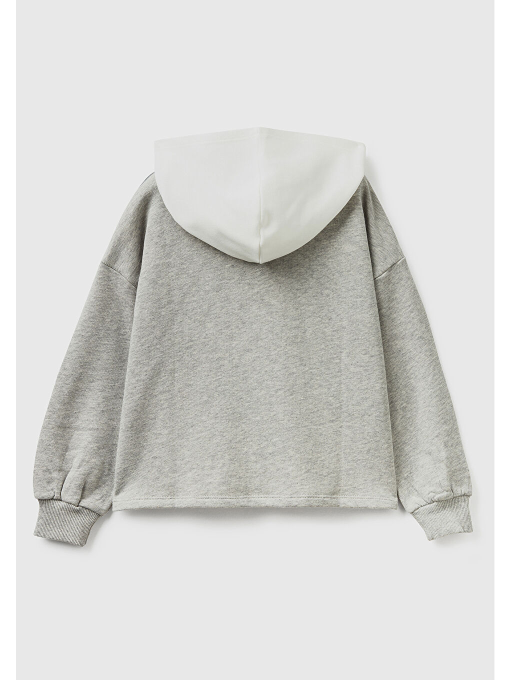 Ekru Kız Çocuk Krem Logo Baskılı Renk Bloklu Sweatshirt-1