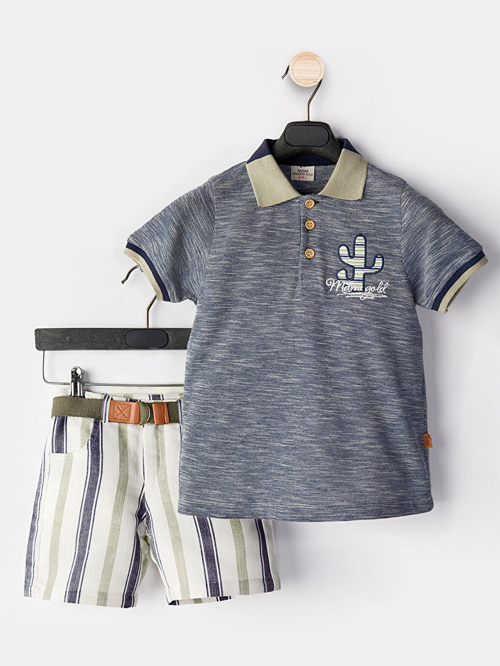 Lacivert Erkek Çocuk 3lü Takım Polo Yaka T-Shirt Şort Takım-2