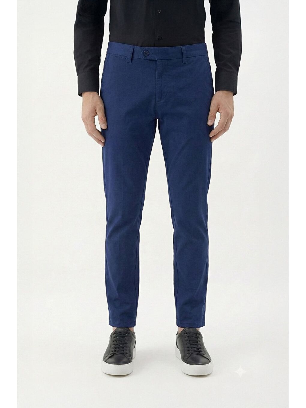 Erkek Açık Lacivert Normal Kesim Regular Fit Dokuma Monaco Normal Bel Pantolon