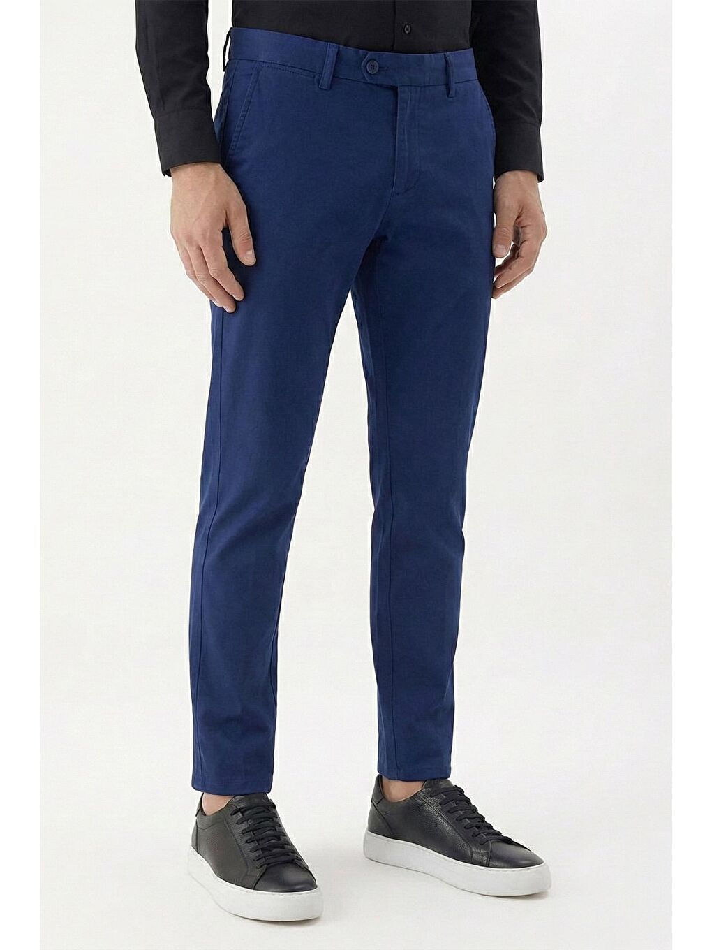 Erkek Açık Lacivert Normal Kesim Regular Fit Dokuma Monaco Normal Bel Pantolon-2