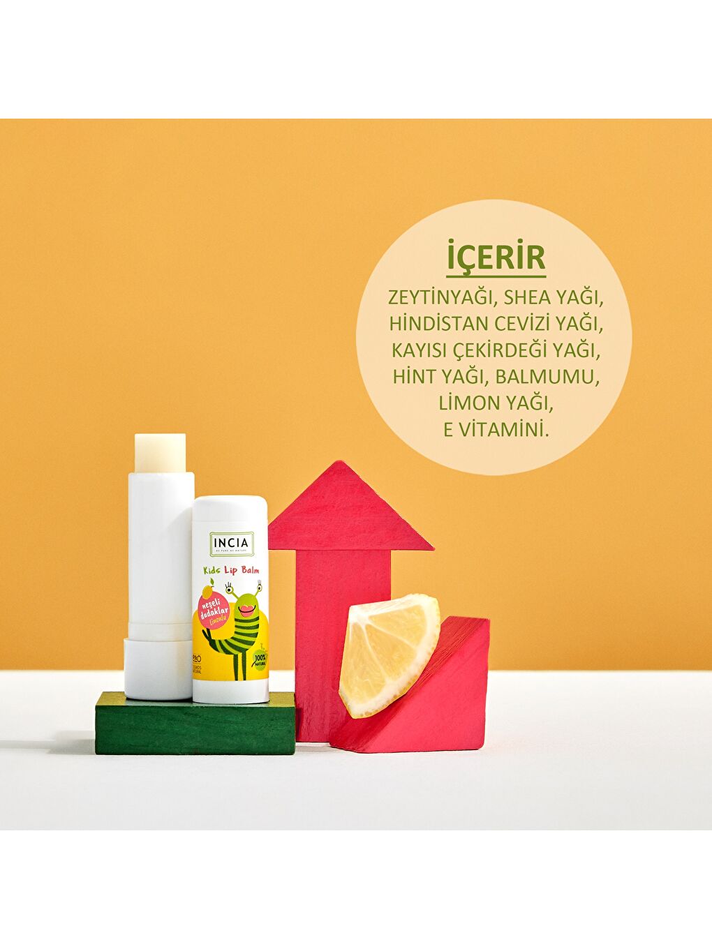 %100 Doğal Kids Dudak Besleyici Limonlu Bitkisel Nemlendirici Dudak Bakım Kremi 6 G-2