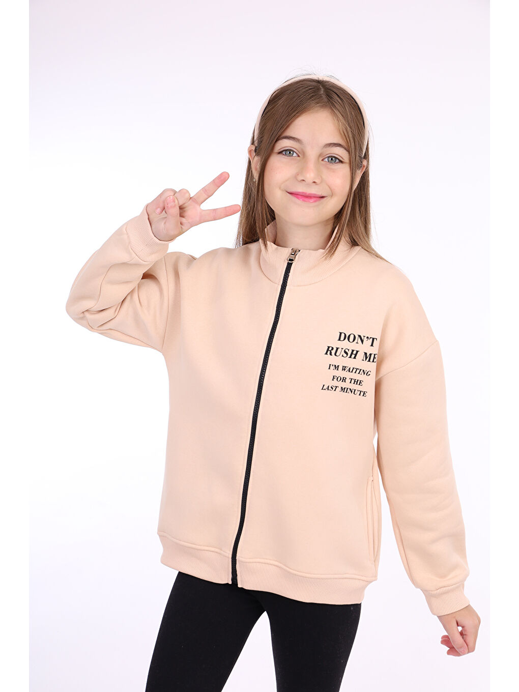 Bej Kız Çocuk Baskılı Hırka-3