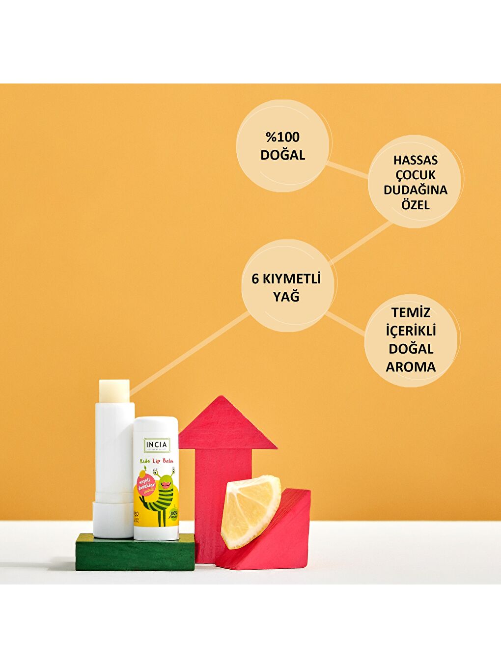 %100 Doğal Kids Dudak Besleyici Limonlu Bitkisel Nemlendirici Dudak Bakım Kremi 6 G-3