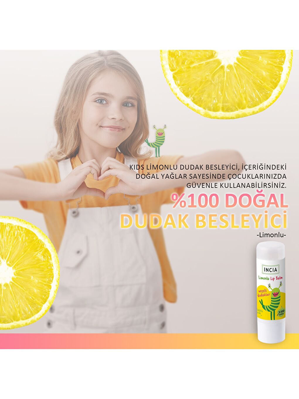 %100 Doğal Kids Dudak Besleyici Limonlu Bitkisel Nemlendirici Dudak Bakım Kremi 6 G-4