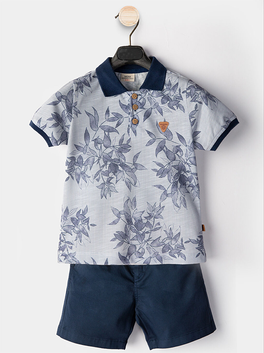 Lacivert Erkek Çocuk 3li Takım Polo Yaka T-Shirt Şort Takım-2