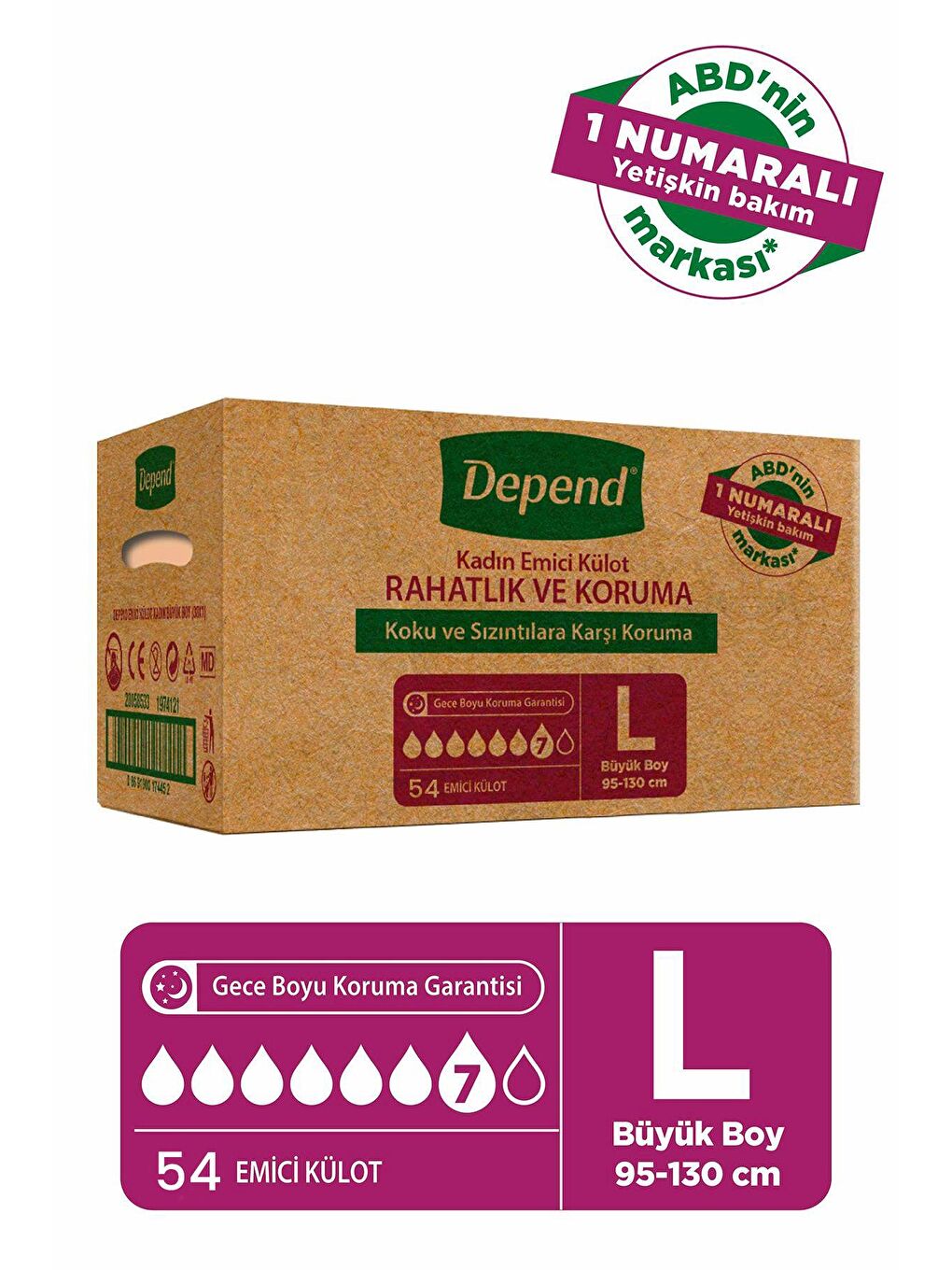 Depend Emici Külot Büyük Boy Kadın 9 lu x 6 Adet