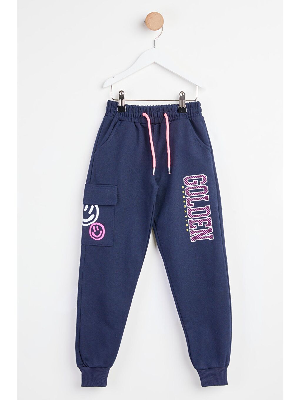 Erkek Çocuk Lacivert Paça Manşetli Baskılı Eşofman Altı - 24802