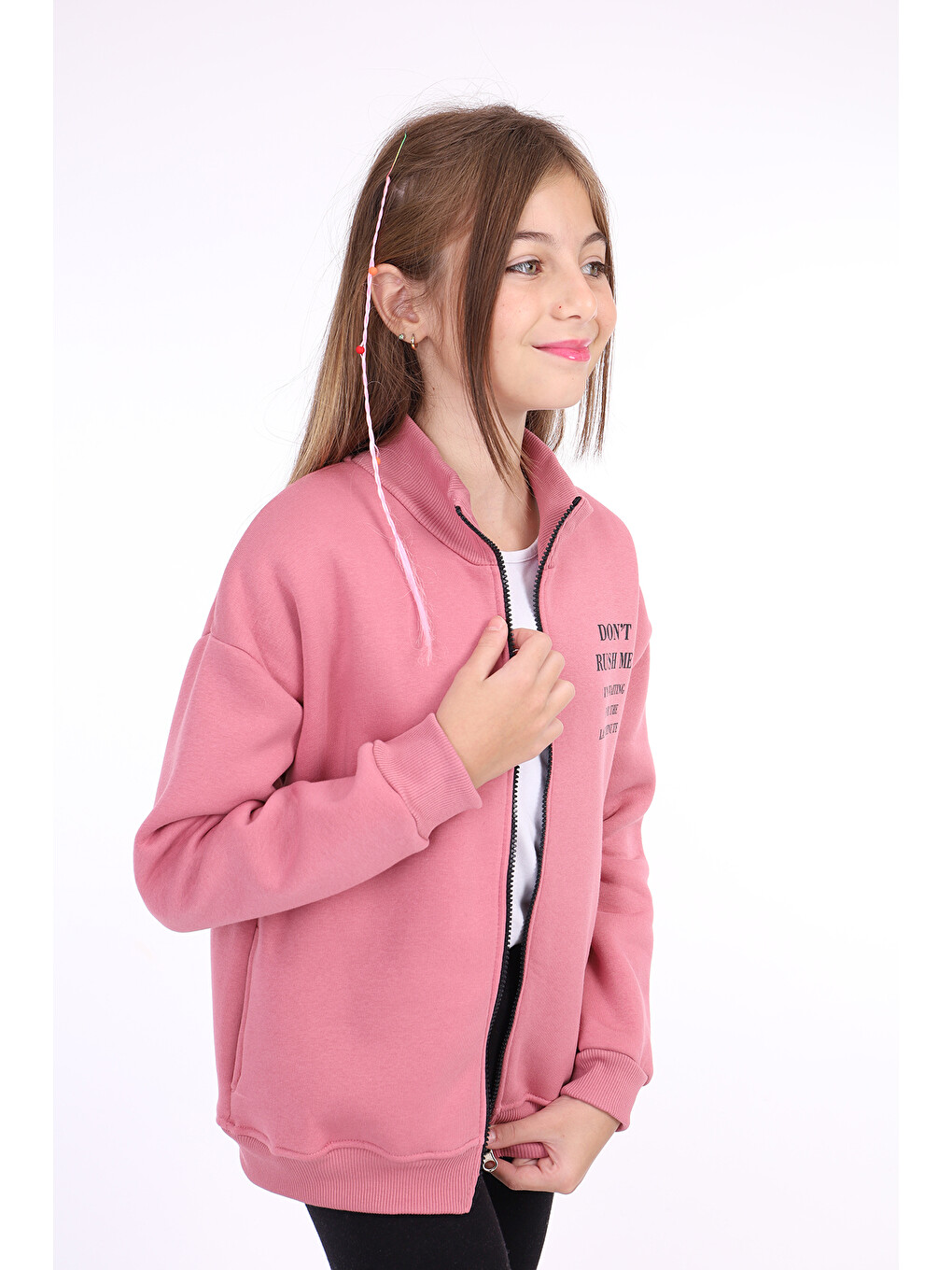 Pembe Kız Çocuk Baskılı Hırka